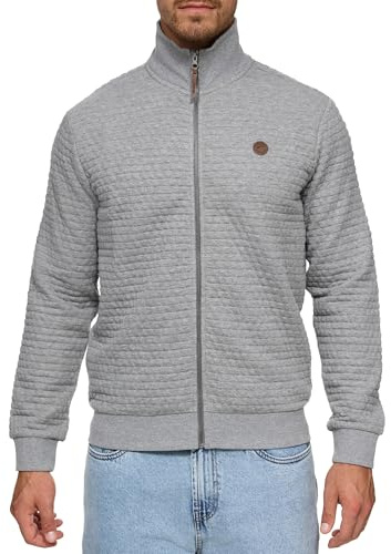 Indicode Herren Bermie Sweatjacke mit Stehkragen | Cardigan Herrenjacke Sweater Männer Lt Grey Mix, XXL