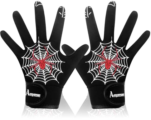 AMYESE Baseball-Softball-Schlaghandschuhe für Jugendliche, atmungsaktiv, dehnbar, fester Griff, Softball-Schlaghandschuhe, rote Spinne, Sport-Handschuh für Kinder, Mädchen, Jungen
