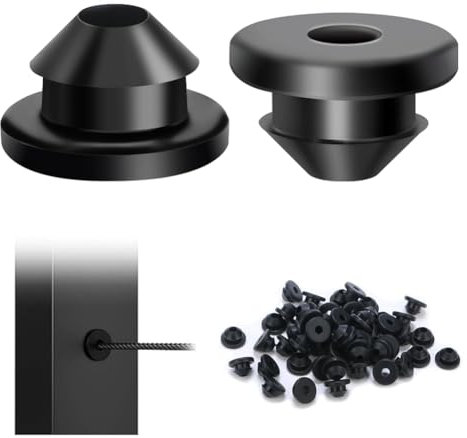 Muuoeou Manchon de câble métallique en acier inoxydable, garniture de garde-corps de câble, douille de protection, coussinet en caoutchouc noir, 229,63 g