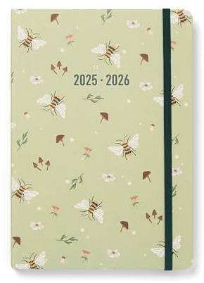 Letts of London Bumblebee A5 Academic 2025/2026 dag till en sida med mötesdagbok - Sage 26-031909