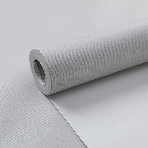 Tarwanear Plain Grey Wallpaper for Bedroom Thick Light Grey Bedroom Wallpaper with Faux Linen Textured Matte Plain Pattern Look Like Fabric Wall Paper for Adults Kids Teenager Room Feature Wall