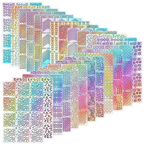 288 Stücke Nagel Vinyl Schablonen Nagel Kunst Dekoration Aufkleber Set Nail Art Design Aufkleber Tipps Decals, 24 Blatt