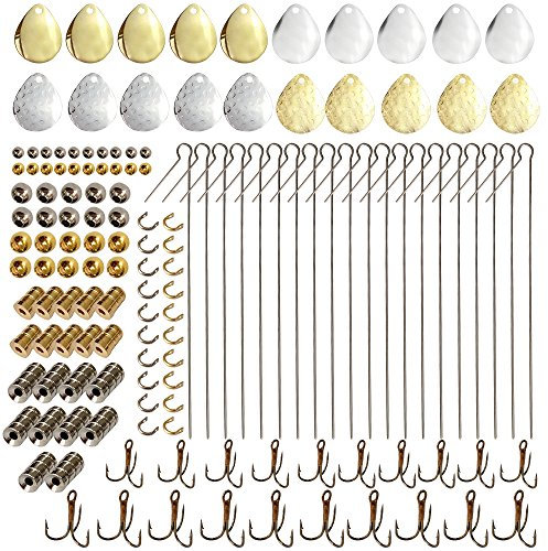 140-teiliges Angelköder-Set, Spinner-Herstellungs-Set, Löffel, Rigs Spinnerbaits, DIY-Zubehör, Schaft, Gabelkopf, Drillingshaken, Perlen, Handwerk, Angelköder, DIY-Ausrüstung