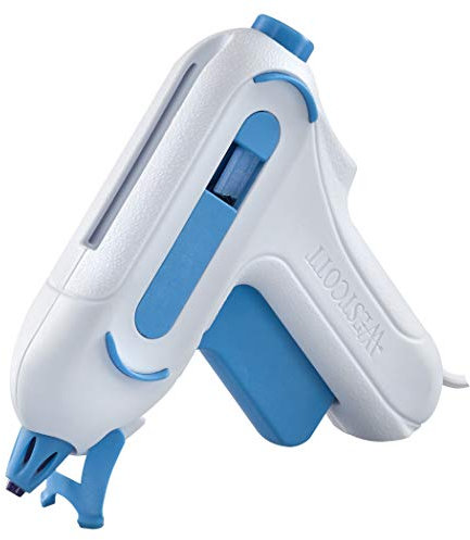 Westcott Mini Glue Gun White, DIY hot Glue Gun Including 2 x 7mm hot Glue Sticks, Non-Stick Nozzle with Colour Indicator, for Crafting 10-20 watts, 1.4m Cable Length, E-17858 EN