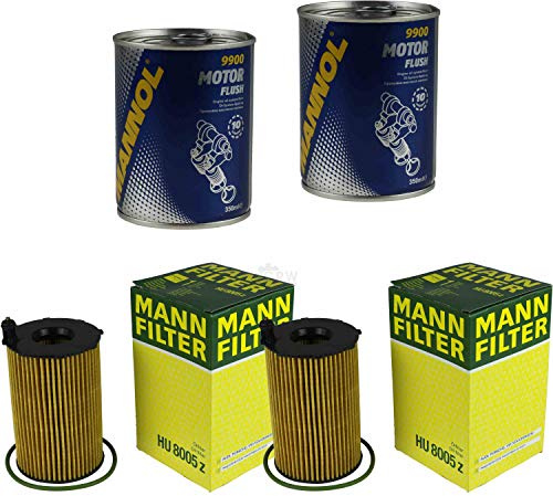 MANN Lot de 2 filtres à huile HU 8005 Z + 2 x rinçage moteur SCT