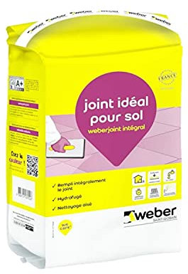 Joint carrelage souple hydrofugé, 5 kg, blanc pur, idéal pour sols et carreaux rectifiés de largeur de 2 à 20 mm, WEBERJOINT INTEGRAL, WEBER