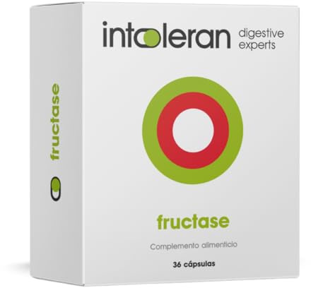 Intoleran Fructase Enzimas Digestivas - 36 cápsulas | Suplemento nutricional con Enzima Xylosa-Isomerasa | Fructosa | Acción directa | Puro y Vegano | Bajo en FODMAP | Sin Gluten | Sin Lactosa