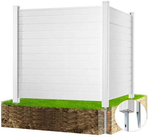 VEVOR Panneau Brise Vue Extérieur 127x127 cm Clôture de Jardin Horizontale Kit 2 Panneaux de Confidentialité avec Piquets Métalliques, Accessoires pour Sols Souples, Cacher Climatiseurs, Poubelles