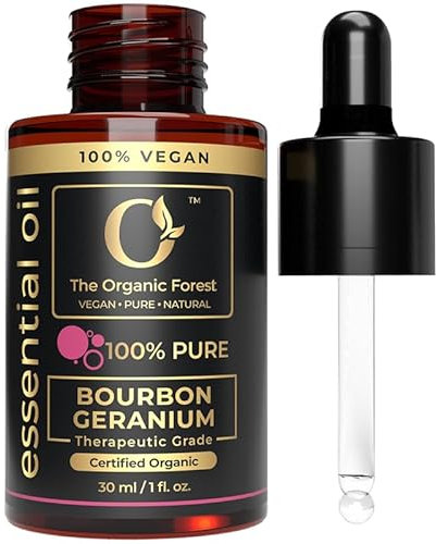 100% Plant Based Geranium Essential Oil for Skin, Difuser & Aromatherapy | Cruelty-Free & Vegan Friendly | 100% Pure and Organic Geranium Oil for Skin Care & Hair Care