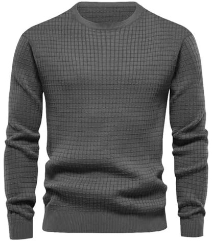 MakingDa Män vanlig tröja långärmad pullover rund hals manschett vintage muskel passform golf t-shirt lätt andningsbar mjuk arbete fitness sport tröjor