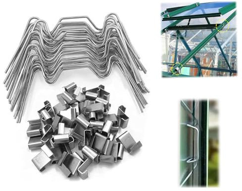 50 pc Stainless Steel Greenhouse Glass Clips - Durable and Easy to Install (25 W Glazing Clips & 25 Z Overlap Clips)