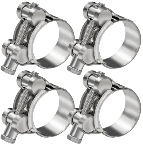 Collare Stringitubo a Bullone in Acciaio Inox 4 Pezzi Fascette Stringitubo Fascette Metalliche Fascetta Stringitubo Morsetto Stringitubo Campo di Serraggio 48-51mm Morsetti per Tubature Tubo Auto