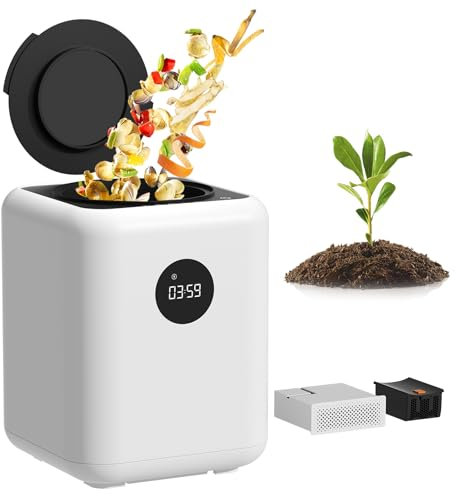 Compostiera elettrica da 3 litri, compostiera intelligente da cucina per interni, grande capacità, converte i rifiuti in compost secco, bidone del compost automatico inodore con modalità di pulizia