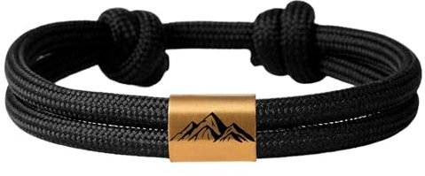 Personalisiertes Segeltau Armband für Damen und Herren, Verstellbares Surferarmband mit Edelstrahl Charm mit Gravur, Freundschaftsarmbänder für Männer und Frauen, Geschenke für ihn (1 Schieber)