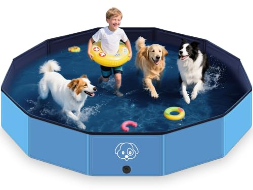 Lozzzyo Piscine pour Chiens Grands et Petits en PVC Antidérapant, Piscine pour Chiens Pliable et Portable - Idéal Baignoire pour Chien (160 * 30 cm)