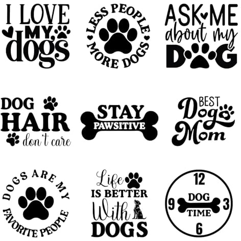9pcs Dog Mom Iron on Transfer Patches for Clothing DIY Washable Iron on Stickers for Clothes Heat Transfer Vinyl Decals Appliques