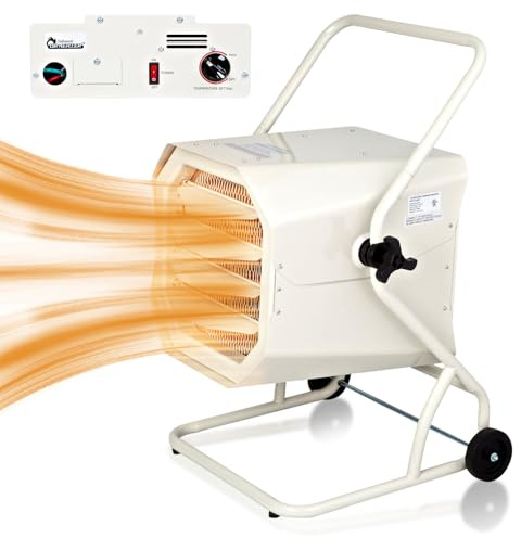 Dr. Heater Dr. Infrared DR-910M 10000-Watt 240-Volt Heavy-Duty Hardwired Shop Garage Heater with Cart and Adjustable Thermostat,White