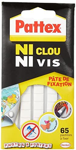 Pattex 2299500 Ni Nagel und Schrauben – Befestigungspaste – 65 Pastillen, weiß, Set mit 65 Stück