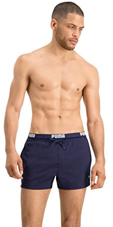 PUMA Herren Logo Short Length Swim Shorts Badehose, Navy, M EU
