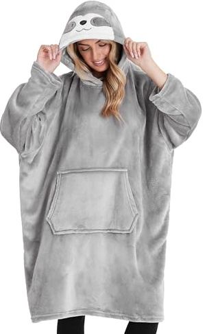 CityComfort Sudaderas Mujer con Capucha Bata Manta Forro Polar Mujer (Gris Perezoso, Talla única)