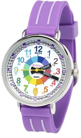 Kiddus Orologio Educativo per Bambino e Bambina dai 5 ai 10 Anni, Orologio Analogico Didattico per Imparare l'Ora, Movimento Giapponese