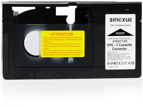 Bingxue VHS-C - Adattatore per cassette compatibile con videocamere VHS-C SVHS motorizzato VHS Cassette Converter non compatibile con 8 mm/MiniDV/Hi8