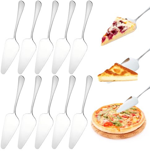 10 Pezzi Set di Paletta per Torta in Acciaio Inox, Paletta Torta, Paletta per Dolci con Lama Ondulata, Paletta Dolci Professionale, per Cucine, Ristoranti, Formaggi, Pizza