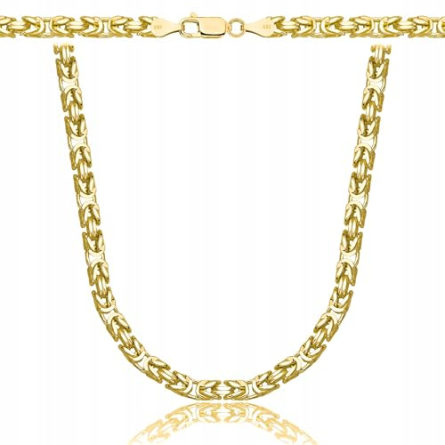 AMAR PRAGNA Königskette Ketten für Herren - Gold 925/585 14k, Herrenhalskette, Silber 925 mit Gold 14k - Herren Schmuck, Italienische Qualität, Breite 4,5 mm