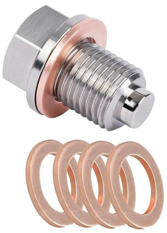 Tapón magnético de drenaje de aceite M12 x 1,25, con 5 piezas de junta de cobre, tornillo de drenaje de aceite, anillo de sellado, tapón de drenaje de aceite para la mayoría de los automóviles