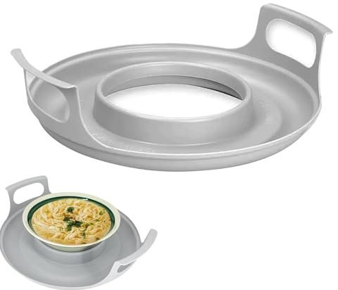 Microwave Tray with Contoured Handles, Microwave Tray Plate Holders, Microwave Cool Plate and Spillover Caddy with Handles, Heat Resistant Microwave Bowl Cozy, Microwave Holder Carrying Tray