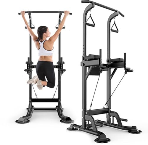 LYDBMYT Estación de inmersión Power Tower, Barra de dominadas para Gimnasio en casa, Equipo de Entrenamiento de Fuerza, Fitness, Altura Ajustable, multifunción, 660 Libras, con Respaldo