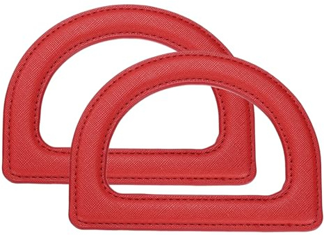 sourcing map 2 asas de piel sintética con anillo en D, de repuesto, para manualidades, bolsas tejidas a mano, ganchillo, bolsos, suministros para hacer bolsos, color rojo