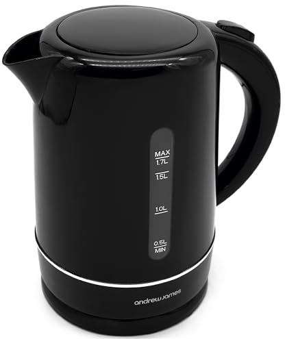 Andrew James Quick Boil Kettle - Electric Kettle with Filter, Stylish Black Rapid Boil Kettle, Quiet Ideal for Home, Office, Uni, Camping, Travel, and Caravans (Black)