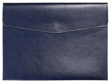 PROMOTEUP Dokumentenmappe A4 Leder, Hochwertige PU Dokumententasche mit Magnetverschluss,Wasserdicht, robust & stilvoll, Platz für 100 A4-Blätter, Perfekt für Büro, Business & Reisen(Dunkelblau)