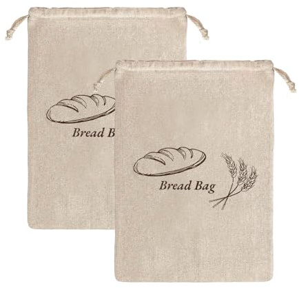 Paquete De 2 Bolsas De Pan, Bolsas De Tela Reutilizables, Bolsas Con Cordón, Bolsas De Almacenamiento De Alimentos, Bolsas De Almacenamiento De Cocina