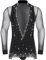 Fldy Herren Latein Tanz Hemd Body Langarm Glitzer Strass Mesh Bodysuit Mit Rüschen Jazz Ballsaal Tanzkostüm Leotard Schwarz M