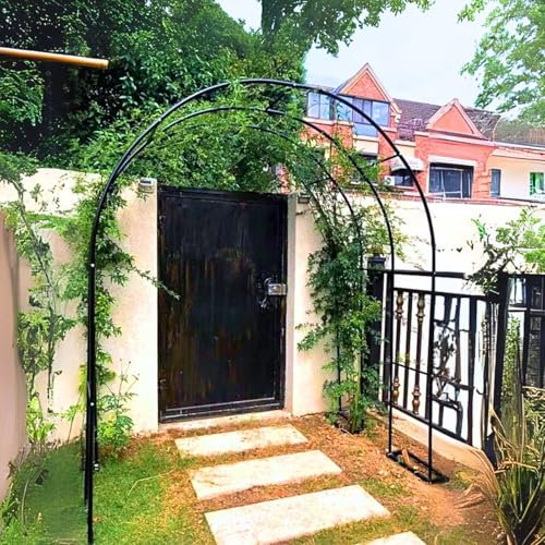 Arco de Jardín de Acero Galvanizado 2.0/2.2/2.3m, Soporte para Plantas Trepadoras, Rosales y Enredaderas, Enrejado Estructura Decorativa para Exteriores Resistentes a la Intemperie(Black,80W x 200H cm