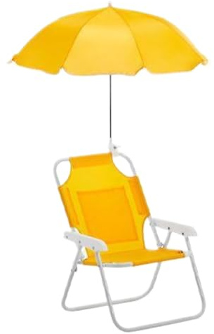 Silla de playa para niños, reclinable, ergonómica, antideslizante, con | Silla reclinable de playa con parasol para exterior, pesca, pícnic, césped, jardín, piscina, viaje