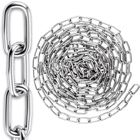 LDXDRU 6M Edelstahlkette Meterware Stahlkette 4MM Starke Edelstahl Kette, Ketten aus Stahl Ankerkette Langgliedrig Rostfreie Metallkette, Gliederkette Absperrkette Zierkette Eisenkette