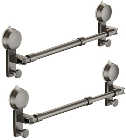 Toallero extensible con 2 ventosas, sin taladrar, posición fácil de quitar, toallero de invitados para baño/cocina (2 unidades (50 cm x 90 cm)