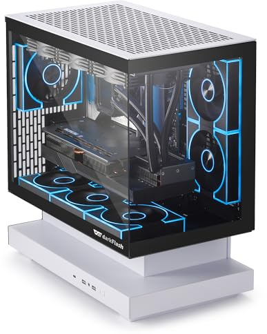 darkFlash FLOATRON F1(2025) Micro-ATX PC Case, 270° Panoramic Floating Gaming Case, Back Connect Support, 3X ARGB PWM Fans, High Airflow, Type-C, Supports 360mm AIO (W/o RGB Fans)