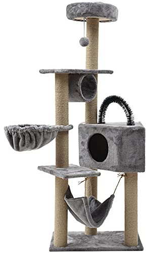 Albero per gatti da interni, struttura multi-livello per arrampicata con gratti, lettiera e giocattoli interattivi, perfetto per gattini e gatti attivi