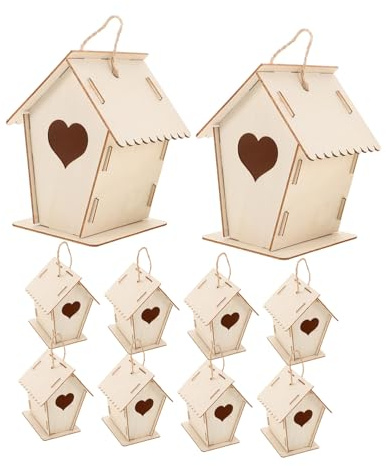 WEKAMOS 12pcs Unfinished Hanging Birdhouse Kit for Smooth Surface Wooden Craft for Painting and Building Childsafe Outdoor Bird Houses for Garden Decor and Wildlife Observation