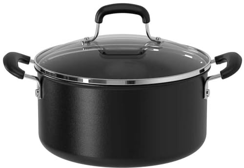 24cm Stock Pot Casserole Dish Pan with Glass Lid 4.5L- Stew Pan Non Stick Coating, Easy to Clean, Dishwasher Safe, Forged Aluminium Cooking Pan