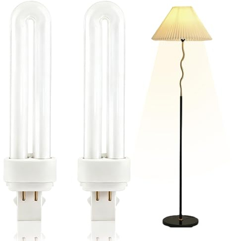 2PCS 13W G24q-1 4Pin Light Bulbs, 4-Pin Stick Compact Fluorescent Lamp CFL Light Bulb, 2U Double Tube Energy Saving Lamps Warm White 2700K, AC220-240V 750LM Non-Dimmable for Home Bathroom Corridor
