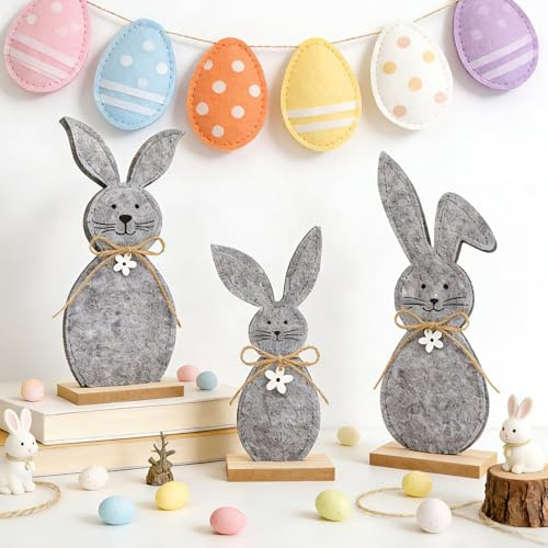 dellyy 3 Feltro Coniglio Pasquale, Coniglietti Pasquali Decorativi, Coniglietti Decorazione Pasquale, Figure Decorazioni Pasquali, Legno Coniglio Pasqua, Legno Decorazione Pasqua, Feltro Coniglios