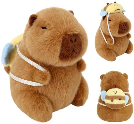 FINEASY Gosedjur Capybara gosedjur, 2-i-1, plysch capybara, gosedjur, kudde, 27 cm, bi, plyschdjur, vattensvin, gosedjur, Kawaii leksaker, capybara, present för flickor och pojkar