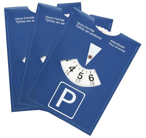 Nexaflow 3 PCS Disco de Estacionamiento en PU Suave Azul, Modelo Maxi 11x15cm para Zona Azul Europea, Indicador Manual de Hora de Llegada, Superficie Suave al Tacto, Accesorios Coche