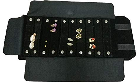 VALINK Portable Velvet Soft Jewelry Roll Bag,Earrings Organizer Storage Bags,Ring Stud Roll Up Bag Foldable Display Case Carrier Pouch,Travel Exhibiting Bag Carrying Cases -48x29cm