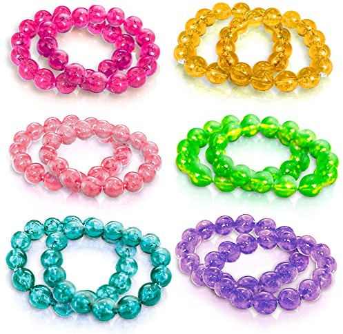 ArtCreativity Bead Bracelets for Kids- 12 Pack- Toy Jewelry Wristbands for Girls- Assorted Colors- Cute Birthday Favors, Party Decorations and Giveaways, Goody Bag Fillers, Dress Up Accessories